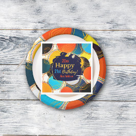 Happy Birthday 80's Retro Abstraktes Custom Party Serviette