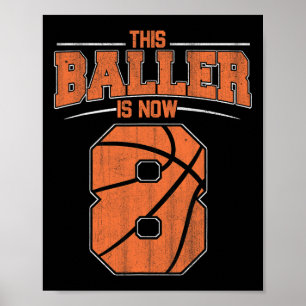 Happy Birthday 8. 8. Jährige Basketball Jungen Ach Poster