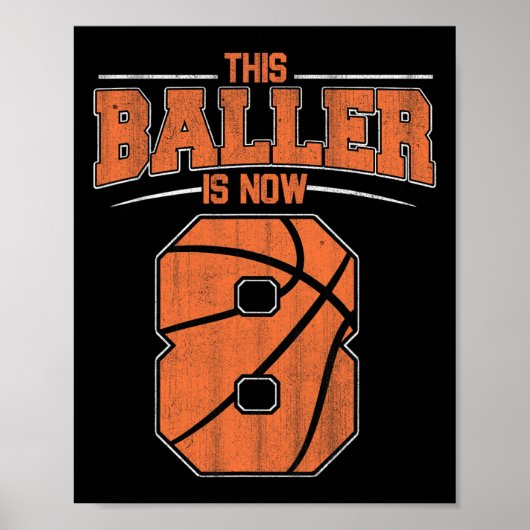 Happy Birthday 8. 8. Jährige Basketball Jungen Ach Poster (Vorne)