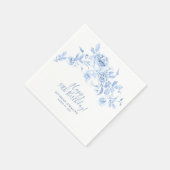 Happy Birthday 90. Blue Rose Floral Custom Serviette (Ecke)
