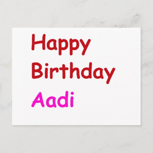 Happy Birthday Aadi Postkarte (Vorderseite)