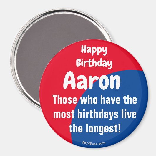 Happy Birthday Aaron Magnet (Vorderseite/Rückseite)