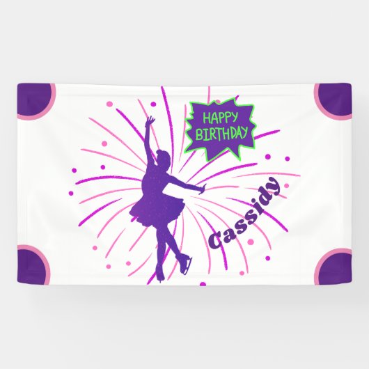 Happy Birthday Abbildung Skaten Personalisiert Banner (Horizontal)