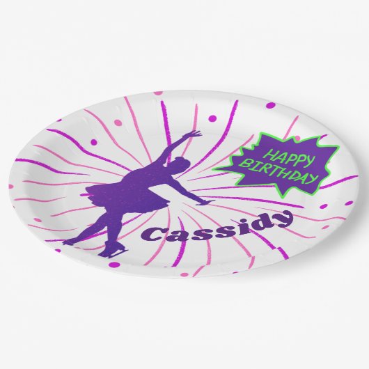 Happy Birthday Abbildung Skaten Personalisiert Pappteller (Schrägansicht)