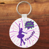 Happy Birthday Abbildung Skaten Personalisiert Schlüsselanhänger (Vorderseite)