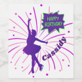 Happy Birthday Abbildung Skaten Personalisiert Weinetikett (Einzelnes Label)