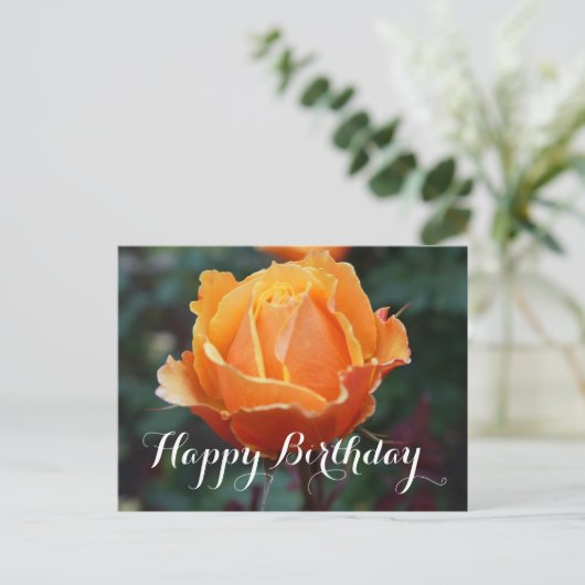 Happy Birthday About Face Rose #1 Postcard Postkarte (Stehend Vorderseite)