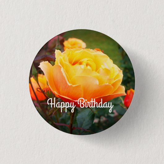 Happy Birthday About Face Rose #2 Button (Vorderseite)