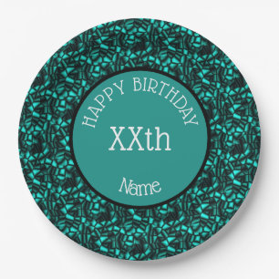 Happy Birthday Abstract Design Personalisiert Pappteller