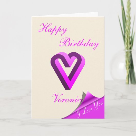Happy Birthday - Abstract Fuchsia Heart Karte (Vorderseite)