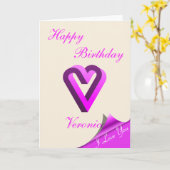 Happy Birthday - Abstract Fuchsia Heart Karte (Gelbe Blume)