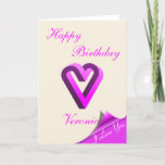 Happy Birthday - Abstract Fuchsia Heart Karte<br><div class="desc">Its the impossible heart in fuchsia,  with an I LOVE YOU message in the corner</div>