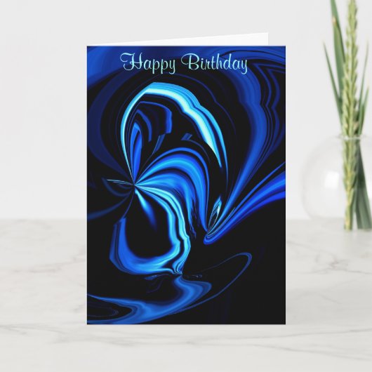Happy Birthday Abstrakt Blue Butterfly Card Karte (Vorderseite)