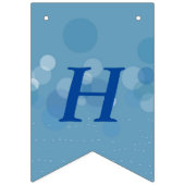 Happy Birthday Abstrakt Circles Dashes Shades Blue Wimpelkette (Erste Fahne)