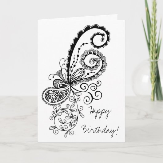 Happy Birthday Abstrakt Doodle Card Karte (Vorderseite)