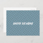 Happy Birthday Abstrakt Schwarz und Blau Muster Postkarte (Vorne/Hinten)