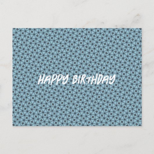 Happy Birthday Abstrakt Schwarz und Blau Muster Postkarte (Vorderseite)