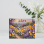 Happy Birthday Abstrakt Summer Blume Postkarte (Stehend Vorderseite)