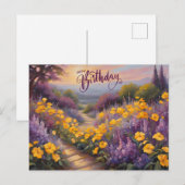 Happy Birthday Abstrakt Summer Blume Postkarte (Vorne/Hinten)