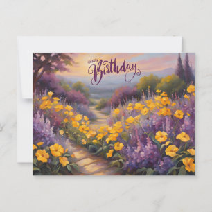 Happy Birthday Abstrakt Summer Blume Postkarte