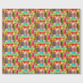 Happy Birthday Add Name Farbige Kerzen Geschenkpapier (Flach)