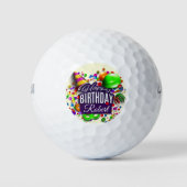 Happy Birthday Add Name Geschenk 12 Golf Balls Golfball (Vorderseite)