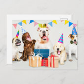 Happy Birthday Adorable Party Tiere Postkarte (Vorne/Hinten)