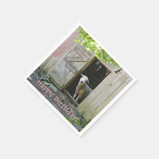 Happy Birthday Adorable Sheep Serviette (Ecke)