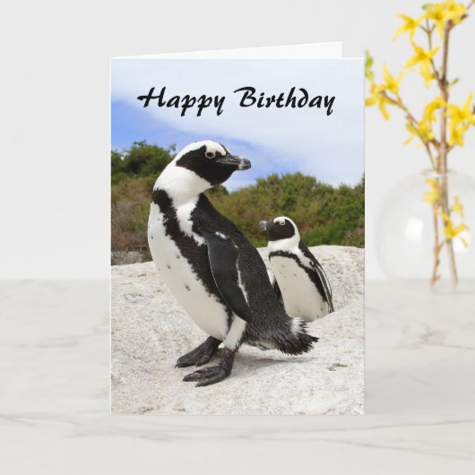 Happy Birthday African Pinguins Spaß Card Karte (Gelbe Blume)