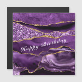Happy Birthday - Agate Lila Violet Gold Magnetkarte (Vorne/Hinten)