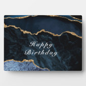 Happy Birthday - Agate Navy Blue Gold Gemstone Fotoplatte (Vorderseite)