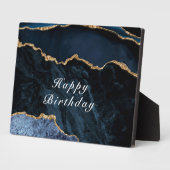 Happy Birthday - Agate Navy Blue Gold Gemstone Fotoplatte (Seite)