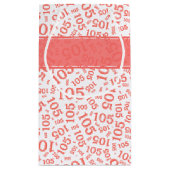 Happy Birthday Age 105 Number Pattern Coral/White Kleine Geschenktüte (Rückseite)