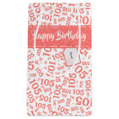 Happy Birthday Age 105 Number Pattern Coral/White Kleine Geschenktüte (Vorderseite)