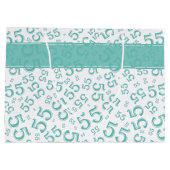 Happy Birthday Age 55 Number Pattern Aquamarin/wei Große Geschenktüte (Rückseite)