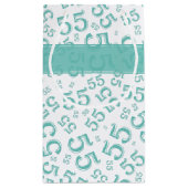 Happy Birthday Age 55 Number Pattern Aquamarin/wei Kleine Geschenktüte (Rückseite)