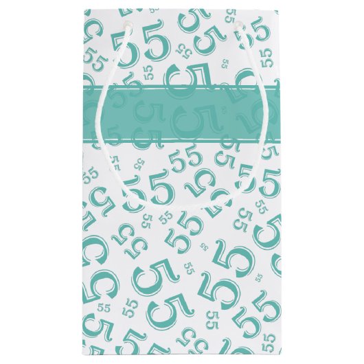 Happy Birthday Age 55 Number Pattern Aquamarin/wei Kleine Geschenktüte (Rückseite)