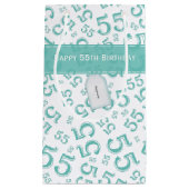 Happy Birthday Age 55 Number Pattern Aquamarin/wei Kleine Geschenktüte (Vorderseite)