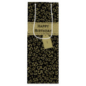 Happy Birthday Age 55 Number Pattern Black/Gold Geschenktüte Für Weinflaschen (Vorderseite)