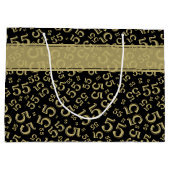 Happy Birthday Age 55 Number Pattern Black/Gold Große Geschenktüte (Rückseite)