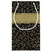 Happy Birthday Age 55 Number Pattern Black/Gold Kleine Geschenktüte (Rückseite)