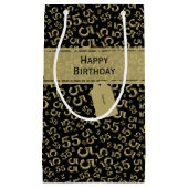 Happy Birthday Age 55 Number Pattern Black/Gold Kleine Geschenktüte (Vorderseite)