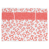Happy Birthday Age 55 Number Pattern Coral/White Große Geschenktüte (Rückseite)