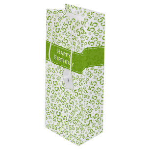 Happy Birthday Age 55 Number Pattern Green/White Geschenktüte Für Weinflaschen