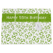 Happy Birthday Age 55 Number Pattern Green/White Große Geschenktüte (Vorderseite)