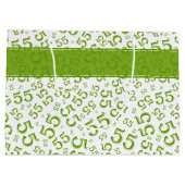 Happy Birthday Age 55 Number Pattern Green/White Große Geschenktüte (Rückseite)