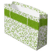 Happy Birthday Age 55 Number Pattern Green/White Große Geschenktüte (Rückseite Schrägansicht)