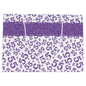 Happy Birthday Age 55 Number Pattern Lila/weiß Große Geschenktüte (Rückseite)