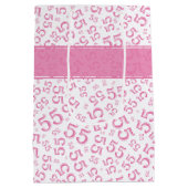 Happy Birthday Age 55 Number Pattern Pink/White Mittlere Geschenktüte (Rückseite)