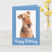 Happy Birthday Airedale Terrier Dog Grußkarte Karte (Gelbe Blume)